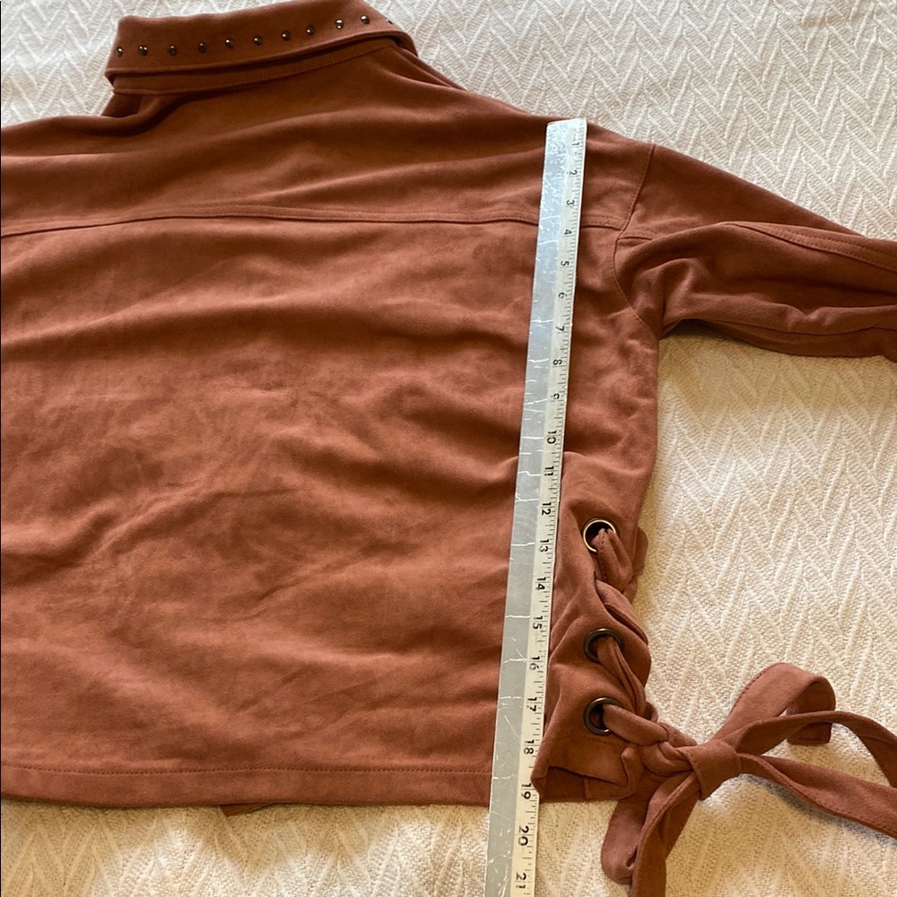 Moussy coral pink  Lace-Up Suede Utility Jacket - Picture 10 of 12